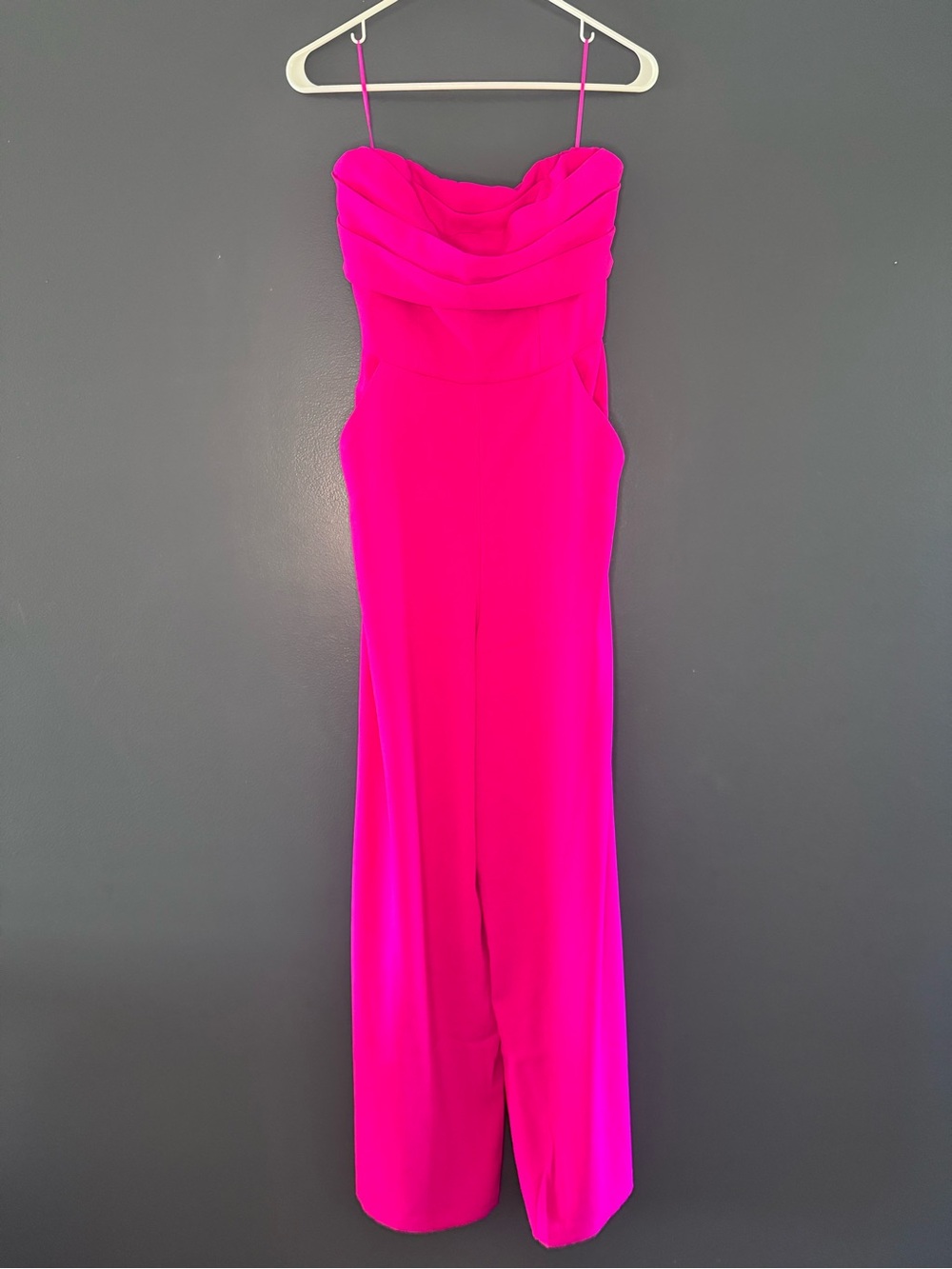 Express Strapless Long Jumpsuit Hot Pink Fuchsia Flattering Party Dress size 4